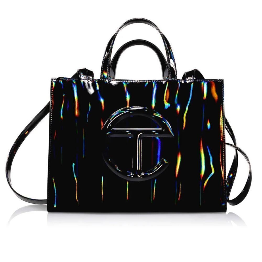 Medium Shopping Bag - Black Rainbow